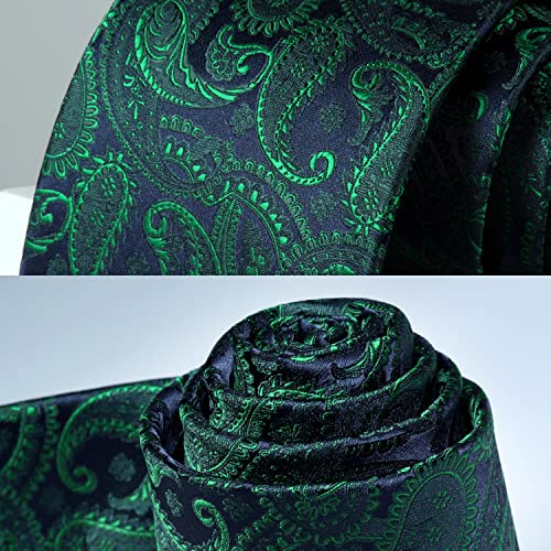Image of HISDERN Ties for Men Paisley Tie and Pocket Square Woven Classic Floral Mens Ties Handkerchief Set Wedding Party Necktie