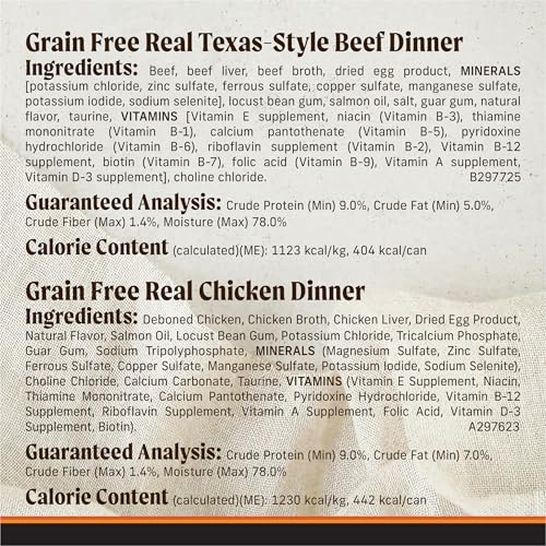 Image of Merrick Grain Free Premium and Natural Canned Dog Food, Soft and Healthy, Real Beef and Chicken Variety Pack - (Pack of 12) 9.5 lb. Cans
