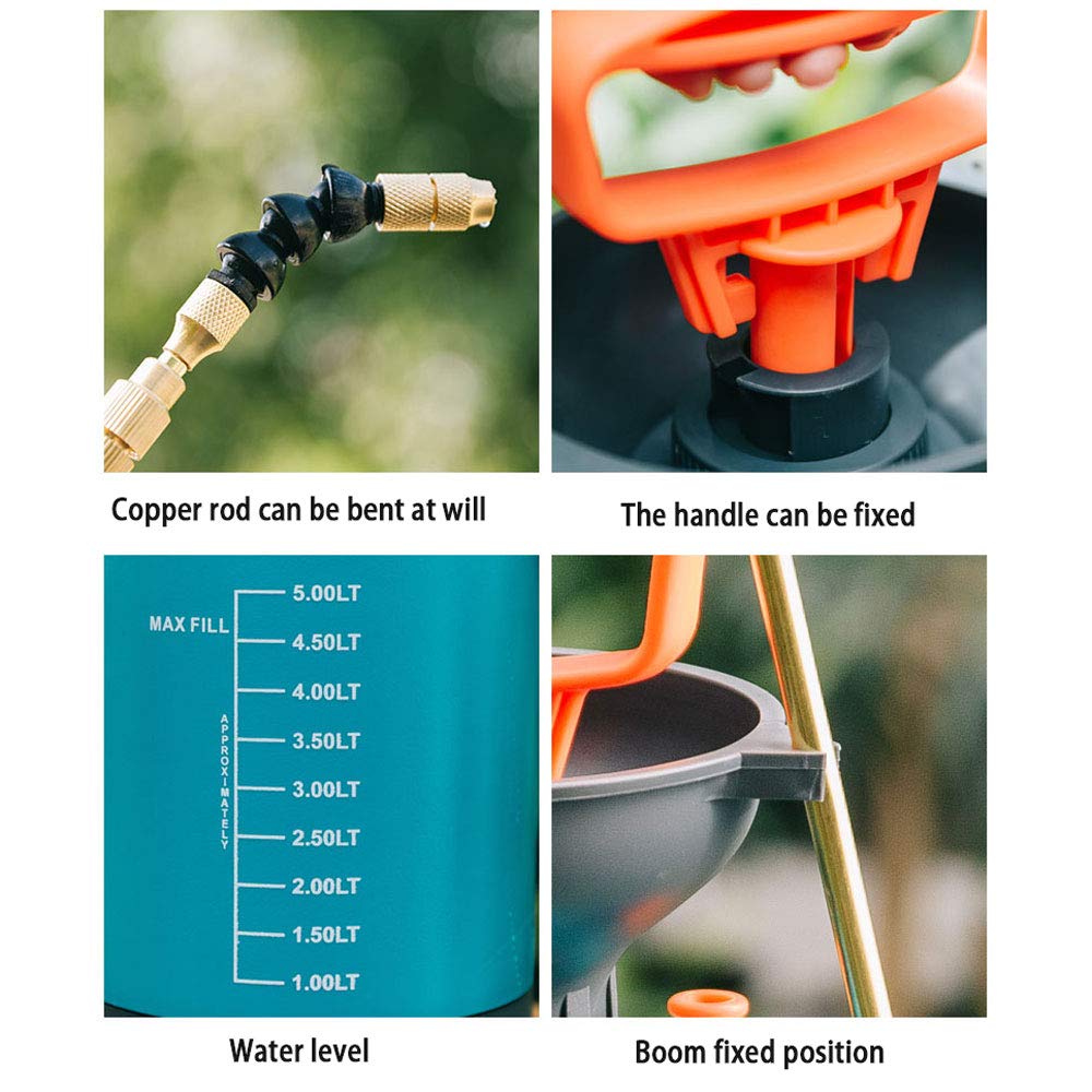 Vaporisateur plante,pulverisateur de jardin,Pulvérisateur à Pression bleu,5 Litres,La buse rotative peut ajuster librement l'effet de pulvérisation,Avec bandoulière et valve réglables sans effort
