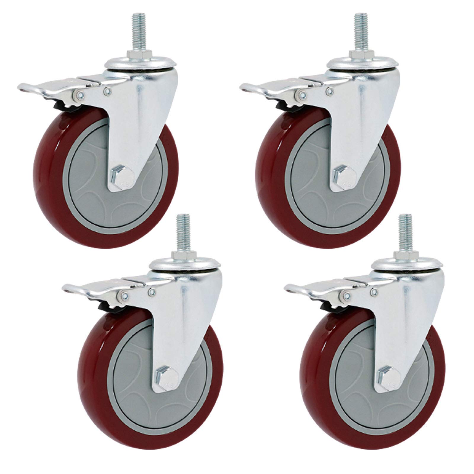 Roulettes pivotantes de rechange avec roue PVC rouge universel M12 x 30mm