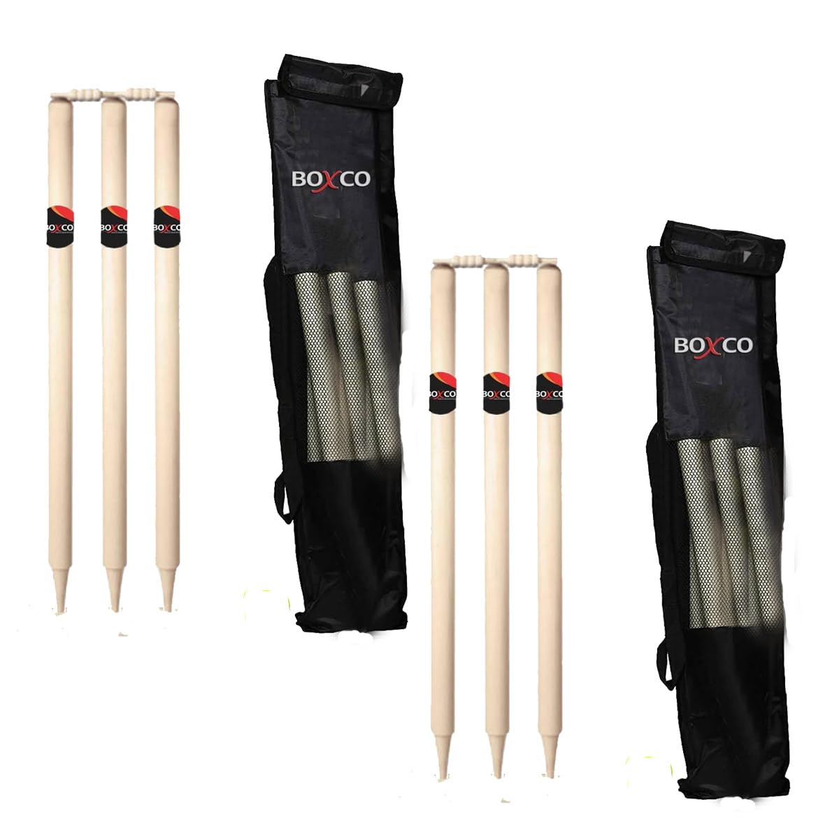Boxco Cricket Stump Set, 6 Wooden Wickets, 4 Bails with 2 Cover, Regular Size-image-46