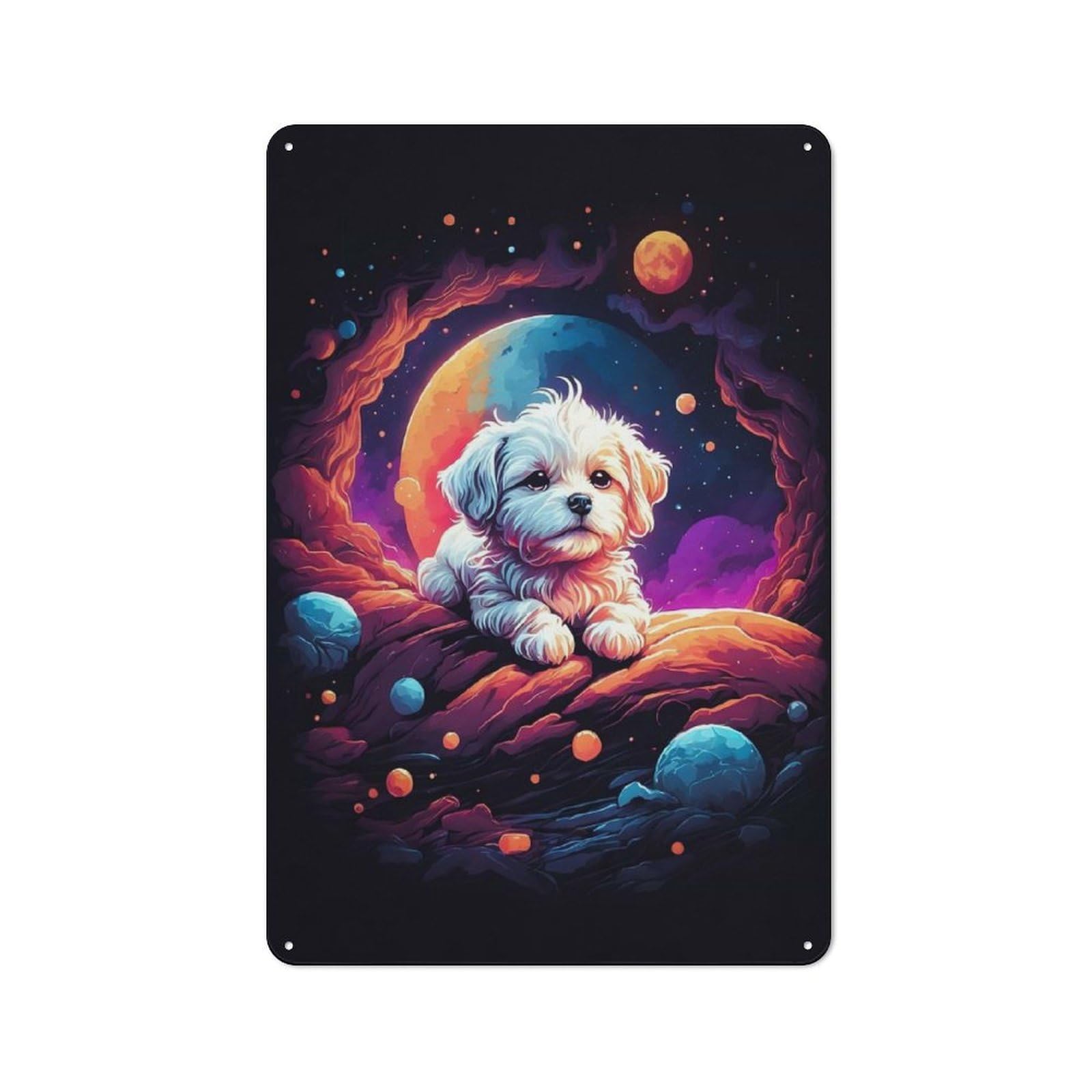 Maltese Puppy Sleeping Tin Sign 30x20cm for Living Room Wall, Rustic Wall Decor, for Living Room Decor Lovers
