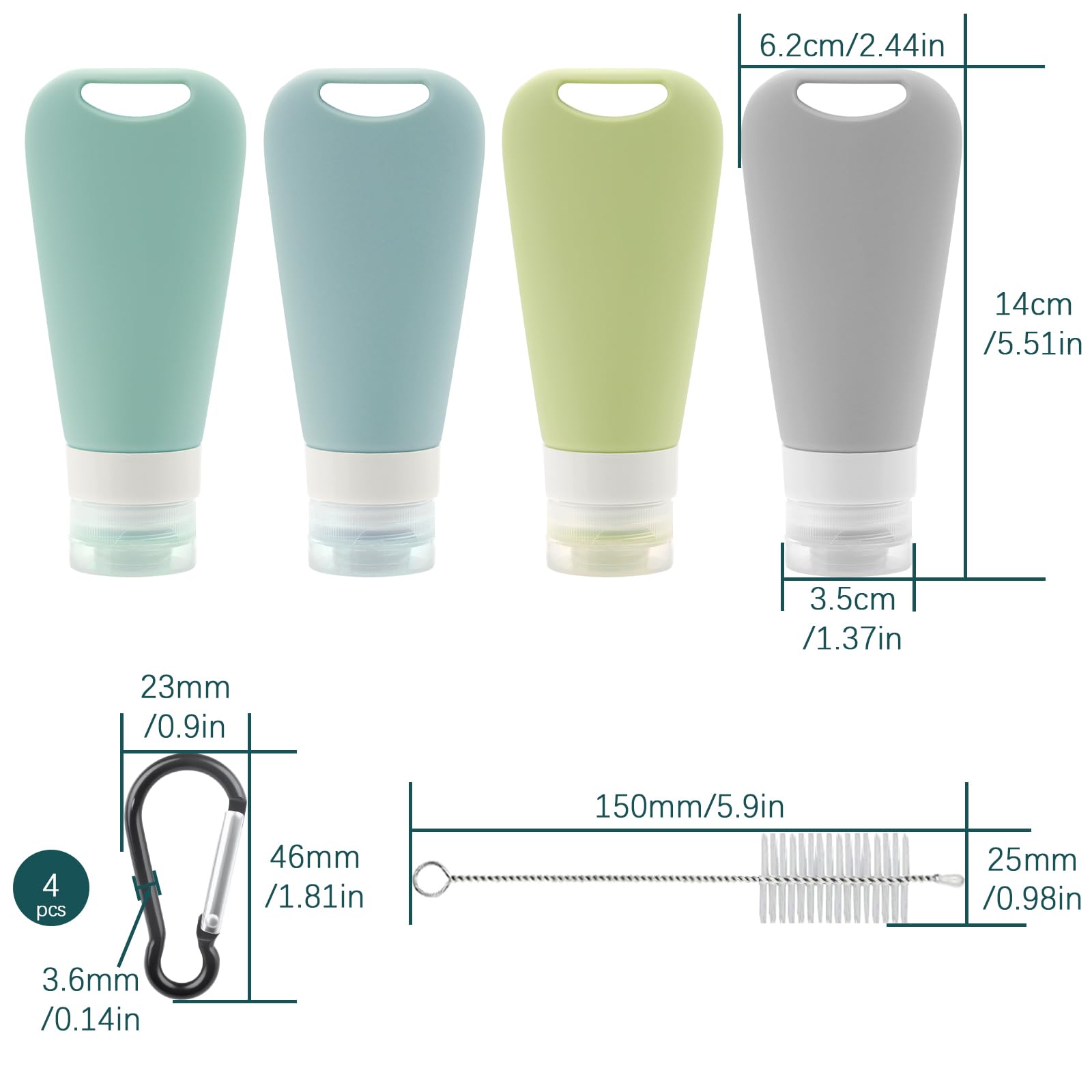 4 Piezas Tubos de Alimentación para llenar 90 ml Tubo para Perros Reutilizable Silicona para Perros con Mosquetón Cepillo para Tubos Ensayo Diseñado para Entrenamiento de Perros Como Recompensa