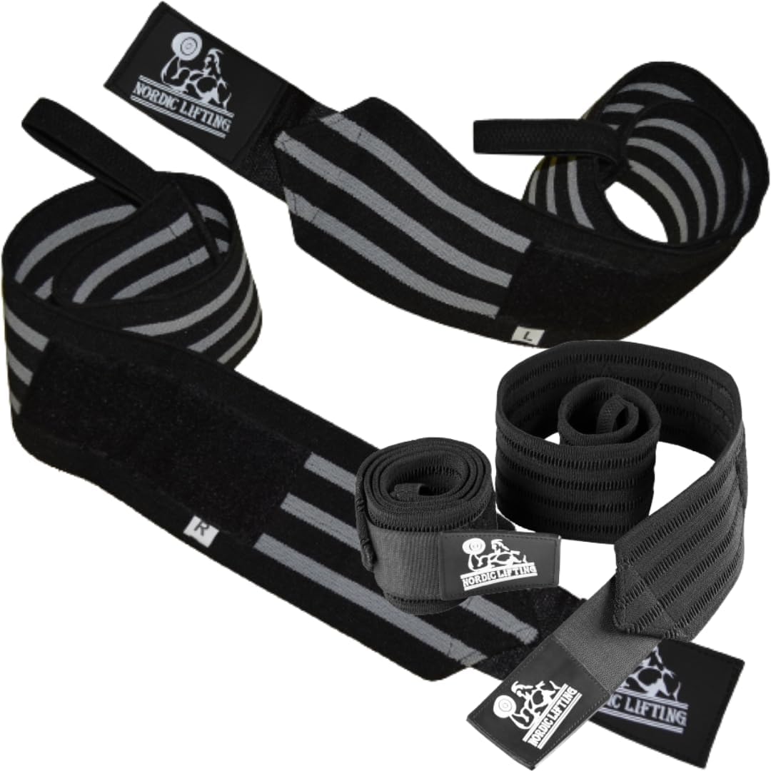 Nordic Lifting Super Heavy Duty Wrist Wraps - Black Grey Bundle with Super Heavy Duty Wrist Wraps Multi-Purpose