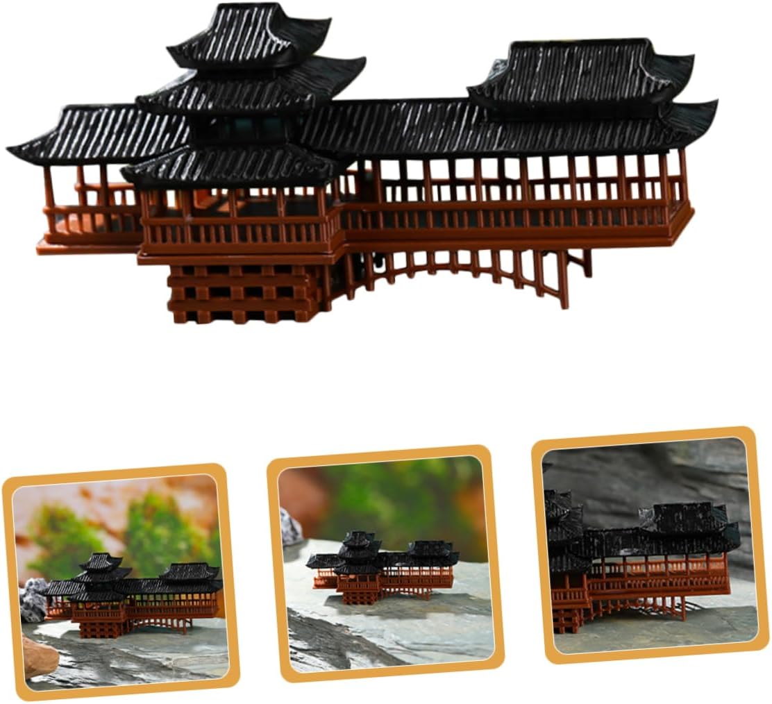 VOSAREA Antique Chinese Style Miniature Bridge Decor for Garden Landscape