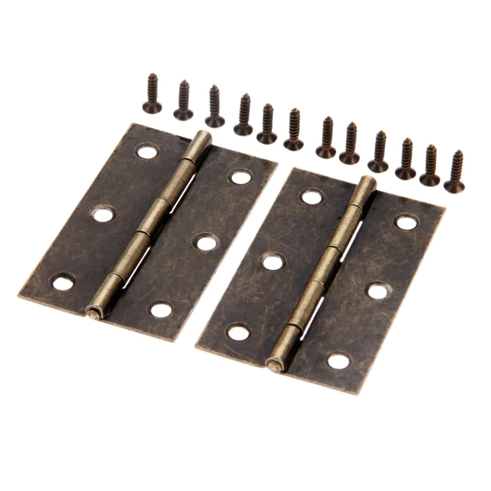Zcdyghu One Color 2Pcs Vintage Bronze Cabinet Door Luggage Hinge Jewelry Wood Boxes 6 Holes Decorative Hinges For Furniture Hardware 75 * 42Mm