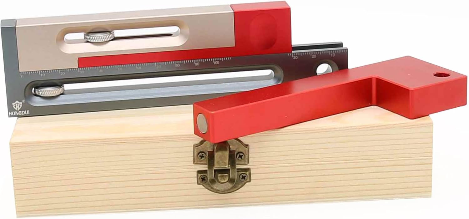 HONGDUI JF15 Kerfmaker Upgraded Version - 7.08" Aluminum Alloy Table Saw Slot Adjuster, Mortise and Tenon Woodworking Measuring Block