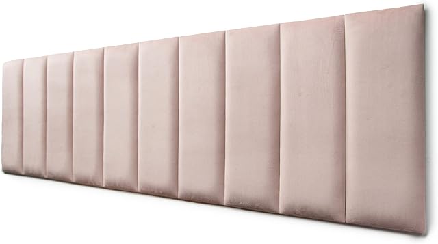 Placas Cabeceira Modulada Adesiva King Estofada 200cm x 60cm Kit 10 Placas - Veludo Nude