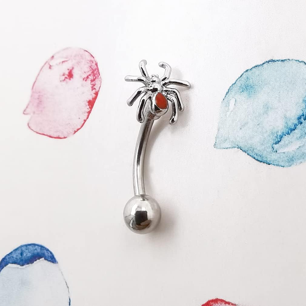 Excepro 16G Clear Cubic Zirconia Spider Shaped Thread Curved Barbell Eyebrow Tragus Ring Piercing Jewelry - Image 3