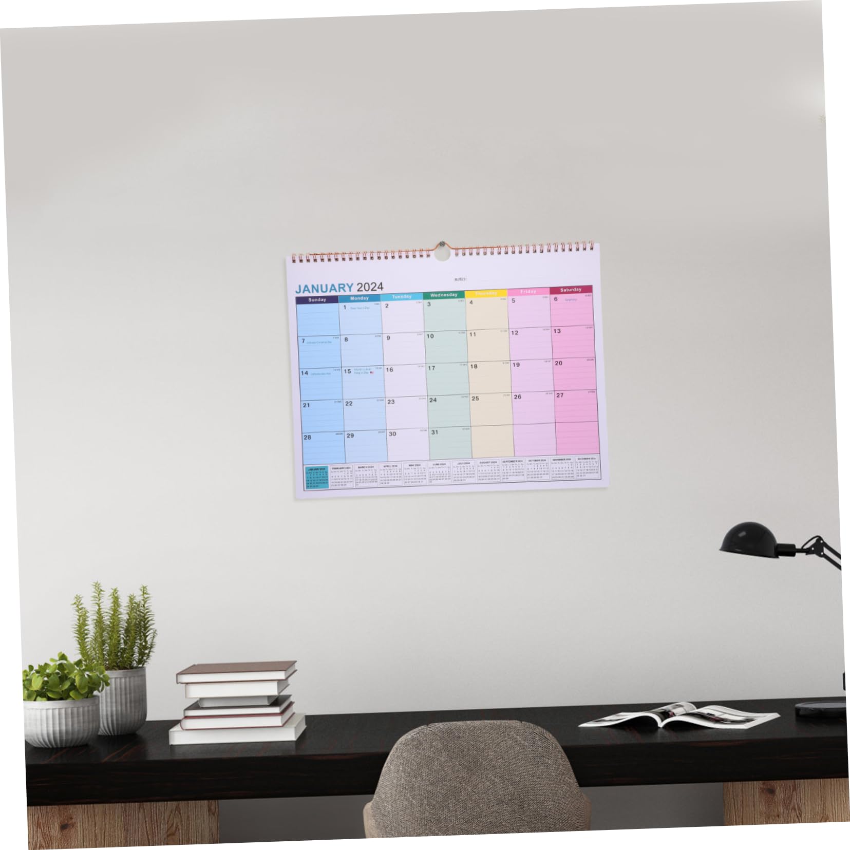 TEHAUX 2stücke Monatlicher Wandkalender Einfacher Englischer Tageskalender Für Büro Und Robust Und Praktisch Platzsparendes Design Und Stilvolles Erscheinungsbild