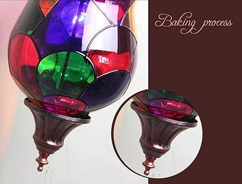 Miniatura 5 de Lámpara de pared Retro de Color nórdico, lámpara de mesa de noche creativa de vidrio Pintado a Mano, Estilo Chino cálido, Bronce Rojo B