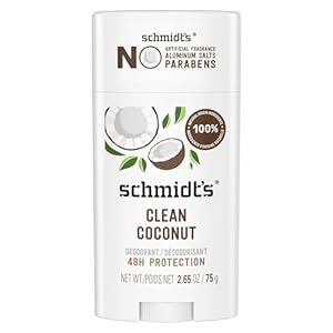 Schmidt’s Aluminum-Free Vegan Deodorant Clean Coconut for Women and Men, with 24 Hour Odor Protection, Natural Ingredients, Cruelty-Free, 2.65 oz
