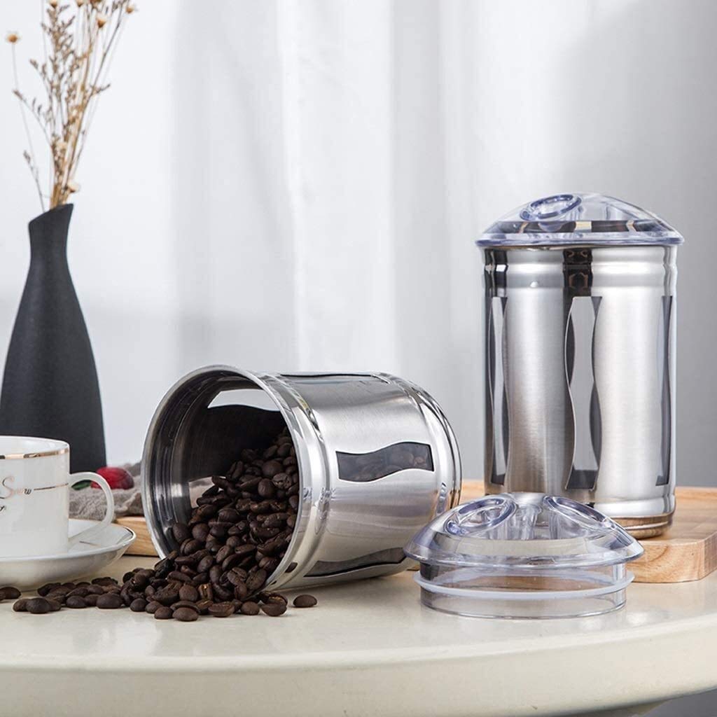 Vorratsgläser Klein 3-teiliges Küchenkanister-Set Aus Edelstahl Mit Luftdichten Deckeln Und Durchsichtigen Fenstern, Speisekammer-Organisation Und Aufbewahrung for Tee, Kaffee, Snacks, Zucker