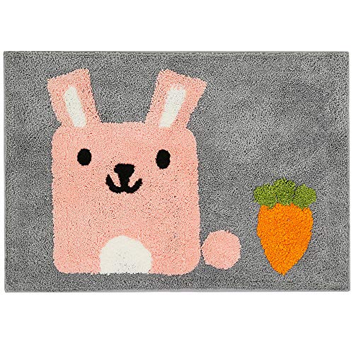 Ankah Bath Mat Cute Shower Rug, Luxury Shaggy High Absorbent And Anti Slip, Machine Washable Fit For Bathtub, Shower And Bath Room, 18" X 26", Lovely Rabbit #TOP20