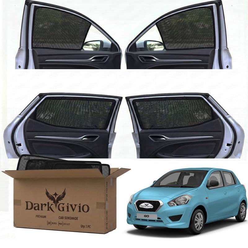 Image of Car Window Sun Shade Protector for GO | Exact Fit Non-Magnetic Half Cut Sunshade (Set of 4 /6) | UV Blocker Side Window Car Curtains & Interior Accessory