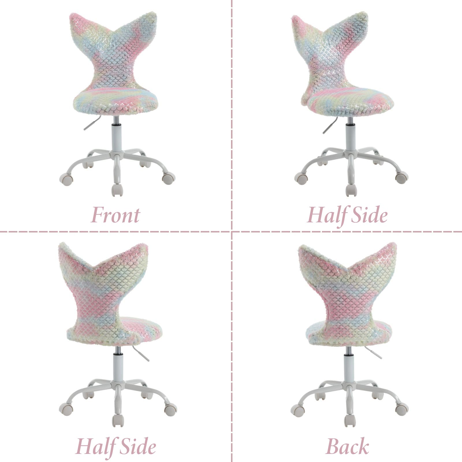 Ya-Home Sedia da Scrivania Bambina Poltrona Girevole Regolabile in Altezza Sedia per Bambini a Sirena per Cameretta, Rosa