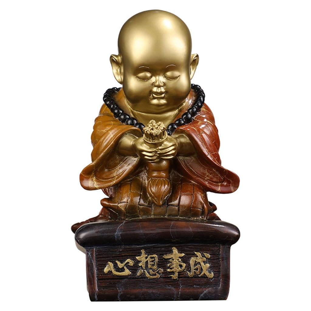 GLETSF Brass Decor Creative Brass Vase Entrance Ornament Handicraft Copper Sculpture Decoration TV Cabinet Bogu Shelf Home Decoration Statues For Home Decor,26cm