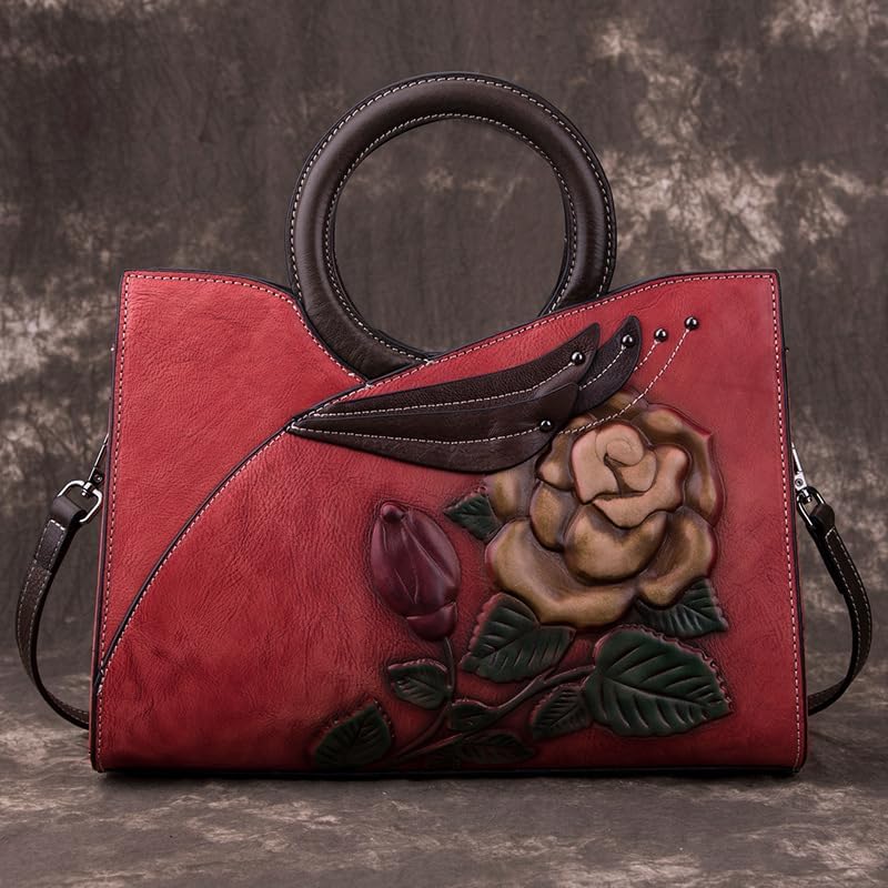 Genuine Leather Shoulder Bag for Women Top Handle Satchel Crossbody Purse Handbag - Image 2