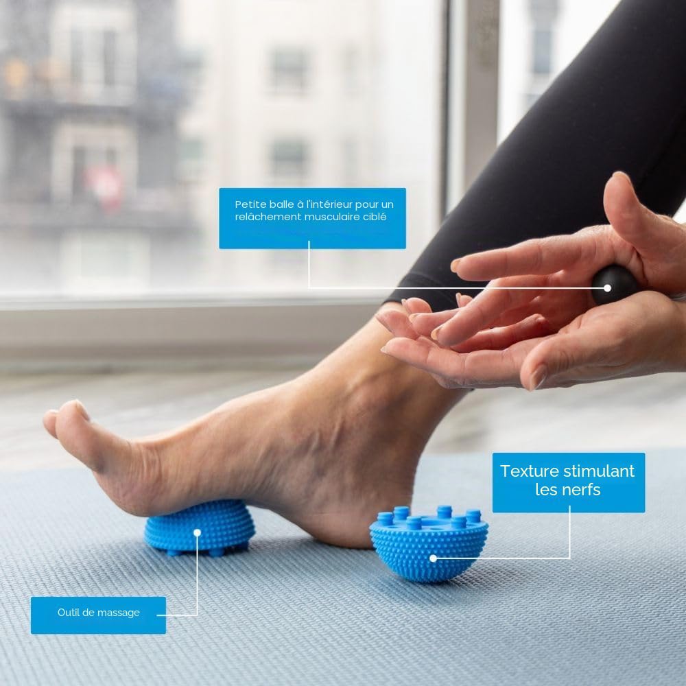 NABOSO Neuro Ball Balle de massage 3 en 1 pour les pieds, outil de relâchement myofascial texturé avec micro rond, boule de stimulation sensorielle pour pieds, mains, mobilité et récupération