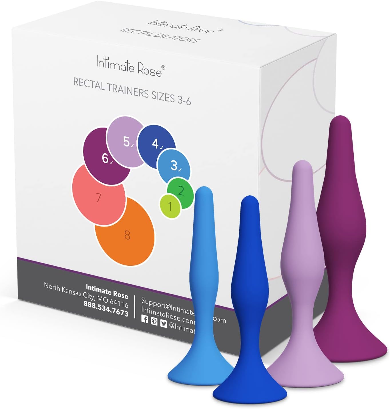 Save 10% on Intimate Rose 4-Pack Rectal Trainers - Size 3-6 + Dilator Handle & Velvet Rose Lubricant Bundle.