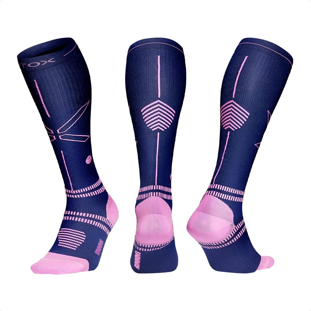 STOX Energy Socks Chaussettes de Contention Running Femme | Chausette Femmes, Bas de Contention, Chaussettes Course a Pied et Trail, Compression Socks, Anti Ampoule, Sans Couture