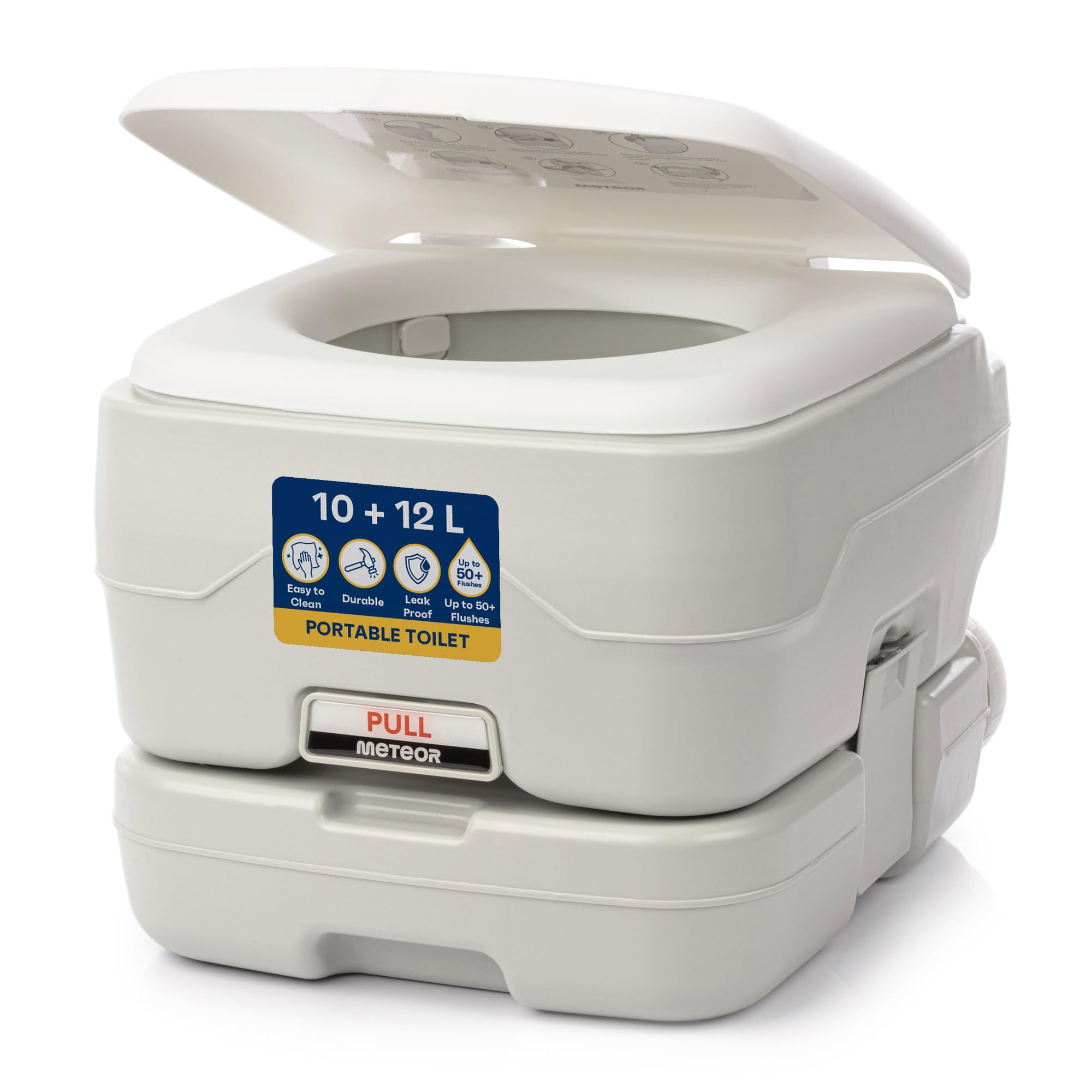 Toilettes de camping portables légères 10/20 L avec réservoir amovible et chasse d'eau toilettes d'urgence sanitaires d'extérieur pour voiture camionnette bateau hauteur de siège naturelle caravane