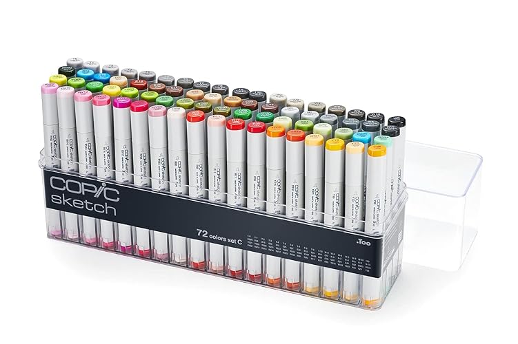 Copic Sketch, Ultra-blendable Alcohol Markers, 72pc Set C - set C - Copic Set C Sketch Marker (Pack of 72) - Marker