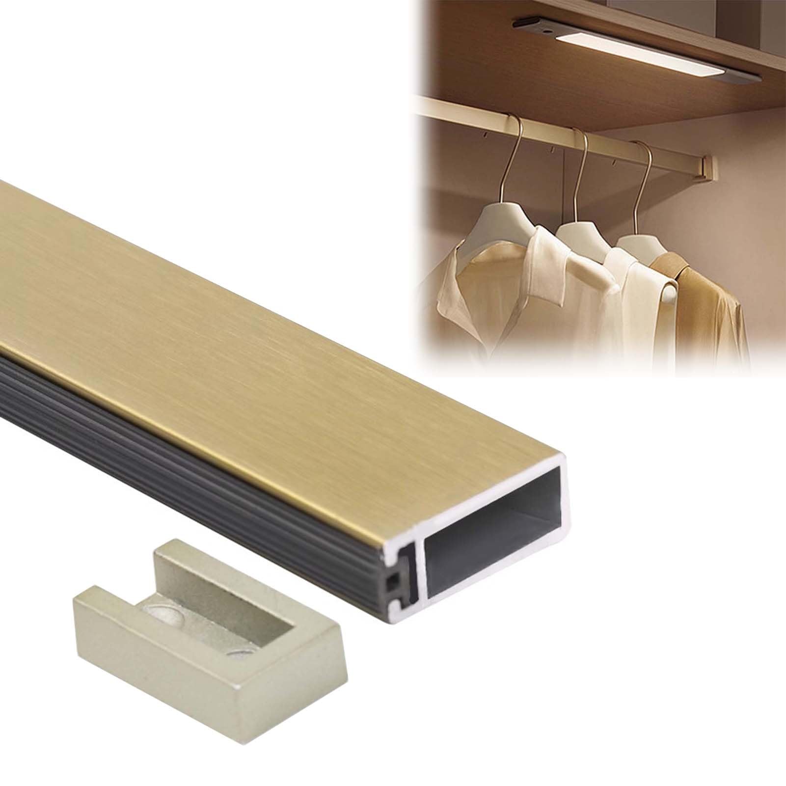 ROHCGHC Wardrobe hanging rods, Metal Detachable Wardrobe Rail Tube Closet Rods with Flange Set & Screws