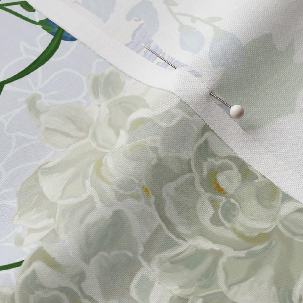 Spoonflower Fabric - Floral Chinoiserie Tea Cups Asian China Traditions Flowers Spring Printed on Petal Cotton Fabric Fat Quarter - Sewing Quilting Apparel Crafts Decor