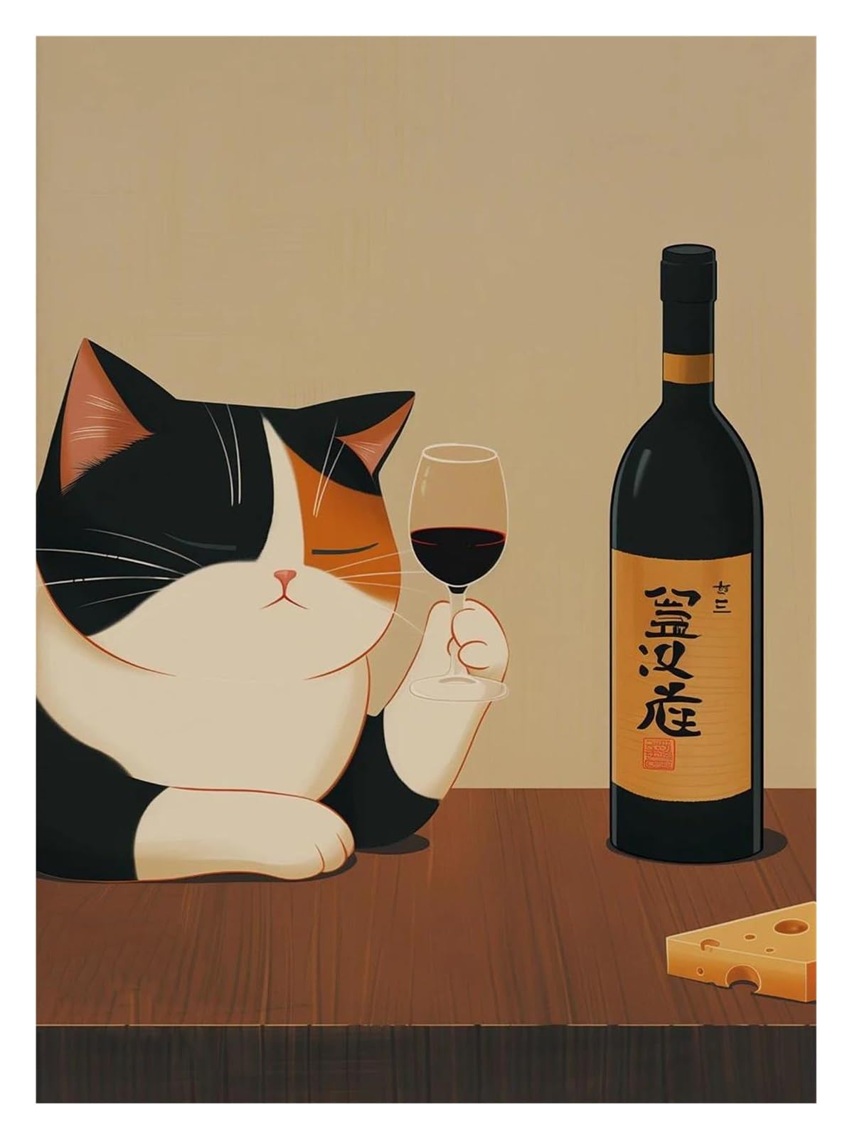 Cuadro de lienzo con gatos divertidos que aporta alegría y un toque japonés moderno a tu cocina.