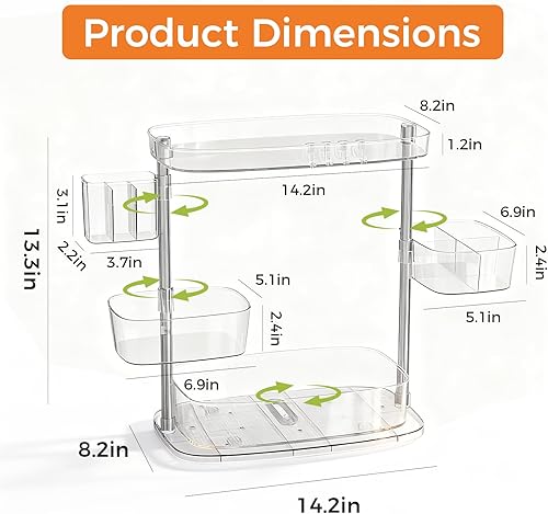 Miniatura 2 de YOSHIONAL Organizador de tocador de maquillaje giratorio, almacenamiento para el cuidado de la piel de la encimera del baño, vitrina de cosméticos