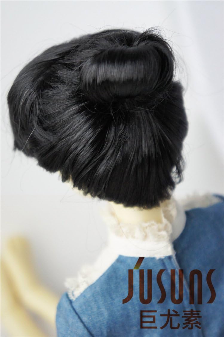 Jusuns JD049 8-9'' 21-23CM Black Roll Cake Up Style Doll Wigs 1/3 SD Synthetic Mohair BJD Doll Hair