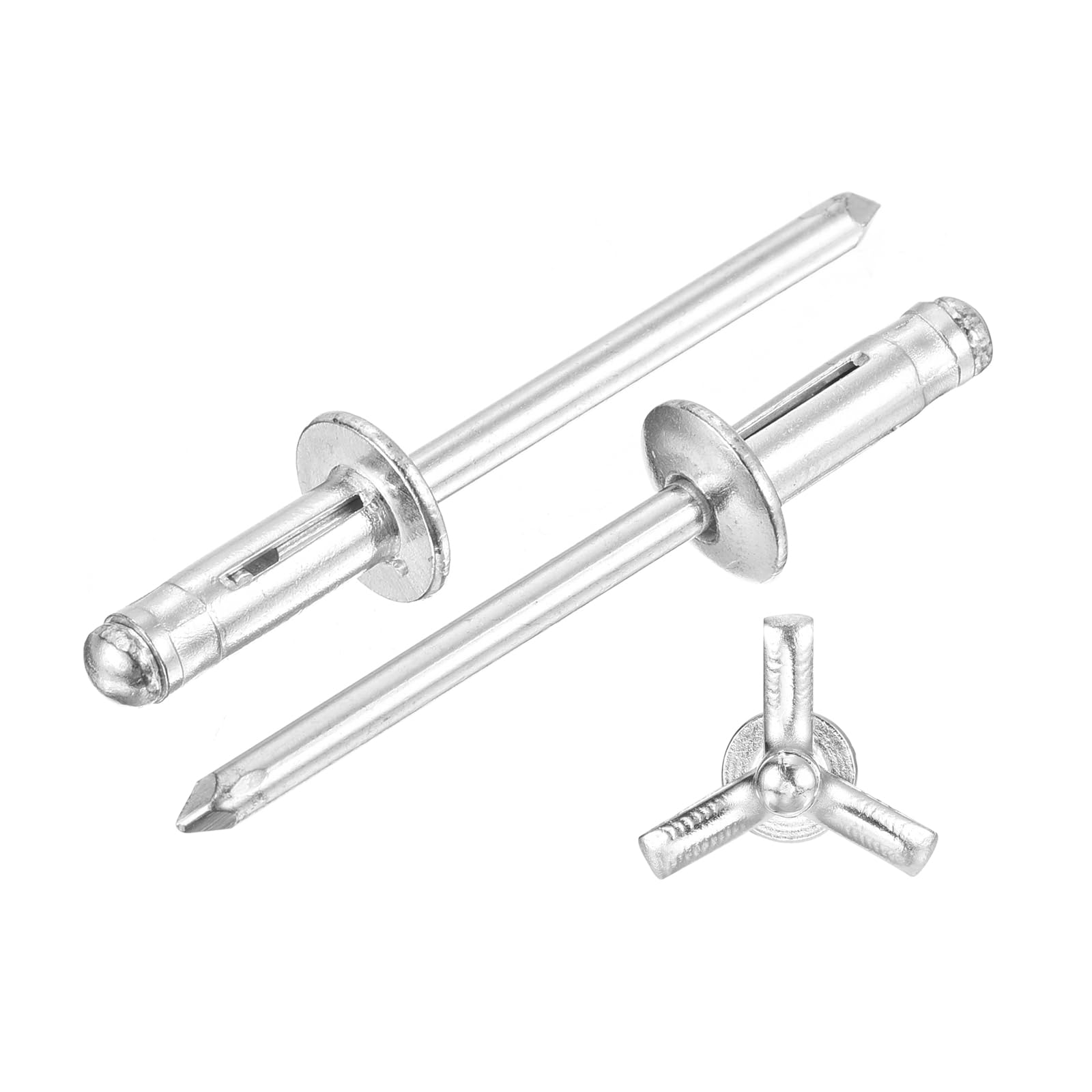 uxcell 50Pcs 3/16"x1/2" Aluminum Round Head Tri Grip Rivets, Tri Grip Rivets Assortment Bulb Style Rivets for DIY, Sheet Metal, Automotive Repairs,