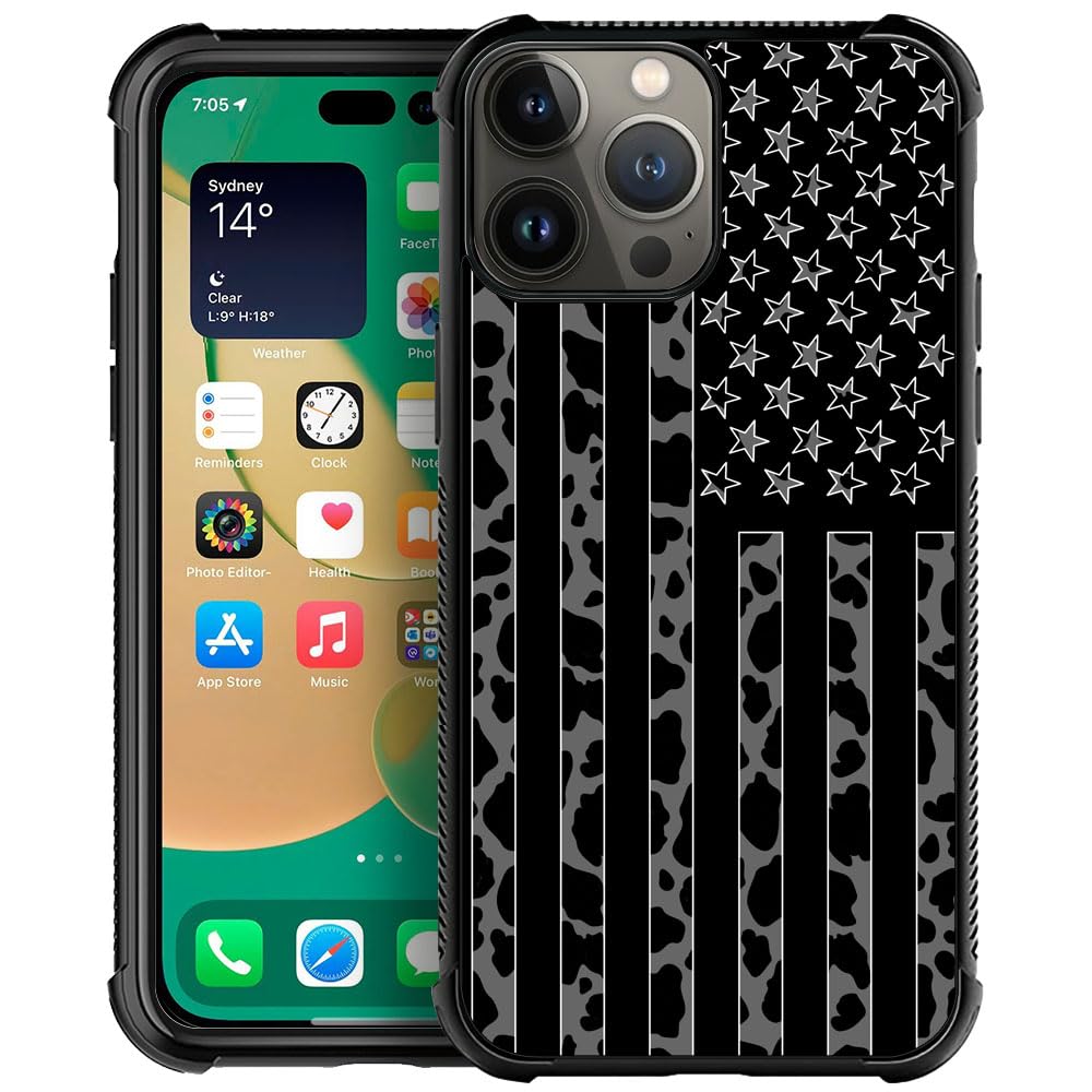 Coque iPhone 15 Pro Max léopard avec drapeau antichoc