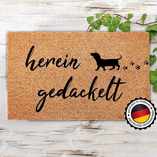 ElbFuchs® Fußmatte Kokos lustig | 60x40cm | hereingedackelt [EXTRA LANGLEBIG & rutschfest] |...