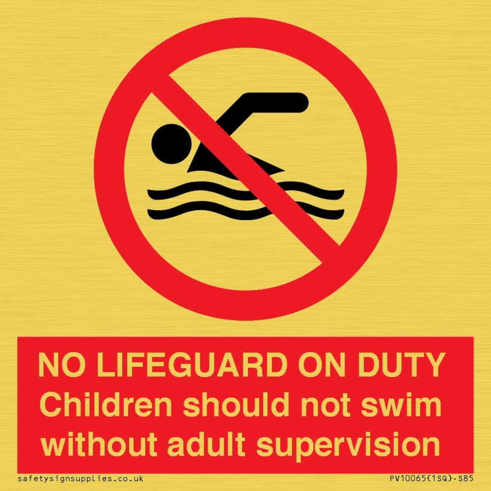 NO LIFEGUARD ON DUTY Sign - 85x85mm - S85