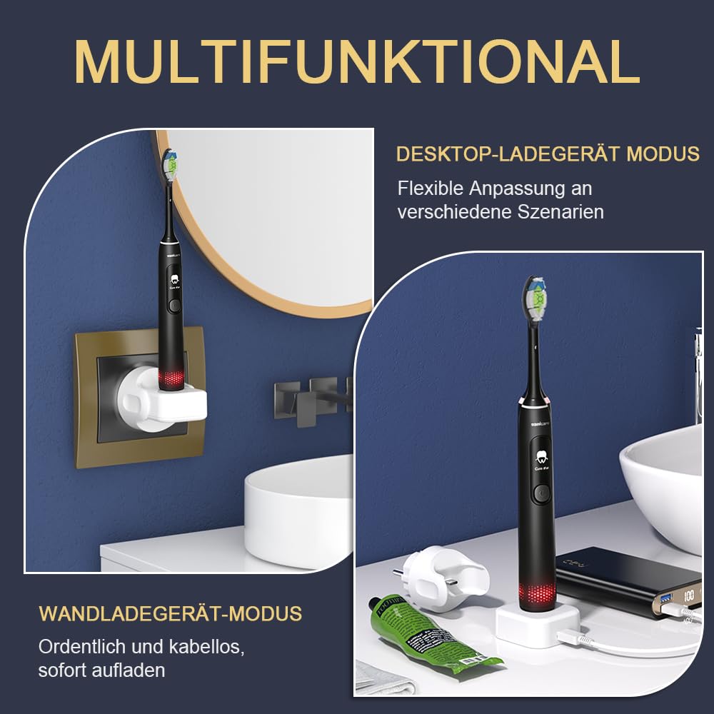 Stazione di ricarica 2 in 1, compatibile con spazzolino elettrico Philips Sonicare, caricatore da parete senza fili per 3100 4100 4500 5300 5500 6100 7100 USB C Charger Station