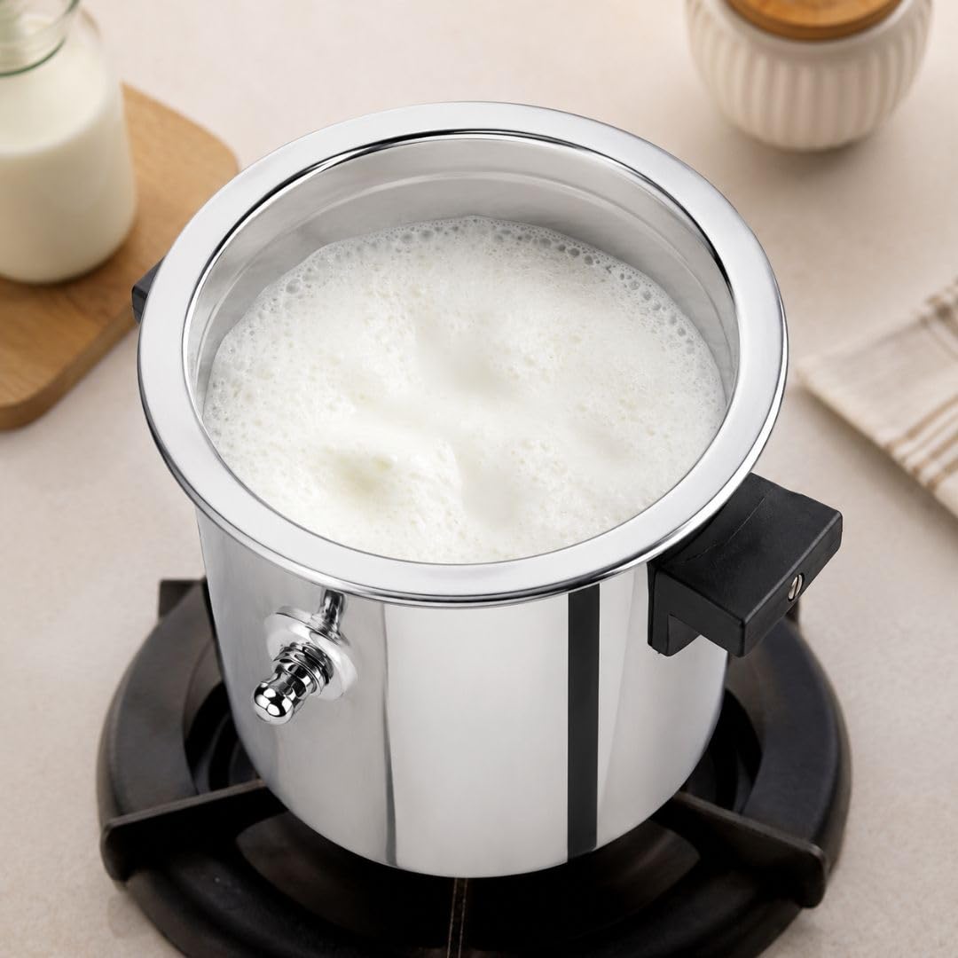 Premier Aluminium Milk Boiler 1 Litre | Whistle Indication | Anti-Overflow Design | Heat-Resistant Bakelite Handle | Spill Proof Lid | Gas Stove Compatible | Milk Cooker/Milk Pot 2