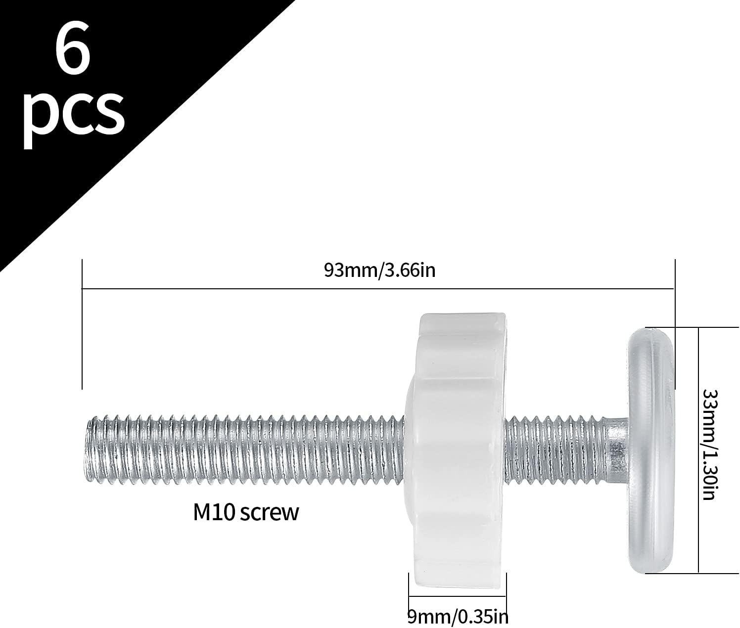 6 Pcs Pressure Mounted Baby Gates Threaded Spindle Rods, M10 x 80 mm