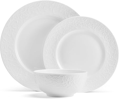 Miniatura 6 de Mikasa Parchment White Bone China - Juego de vajilla ligera de 18 piezas resistente a las astillas, servicio para 6 personas