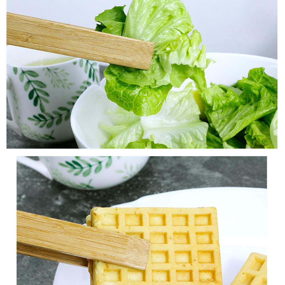 Set Di 6 Pinze In Bambù Per Tostapane E Cucina – Design Antiscivolo Seghettato, Legno Naturale, Facili Da Pulire, Lunghezza 17 Cm, Multiuso - 2
