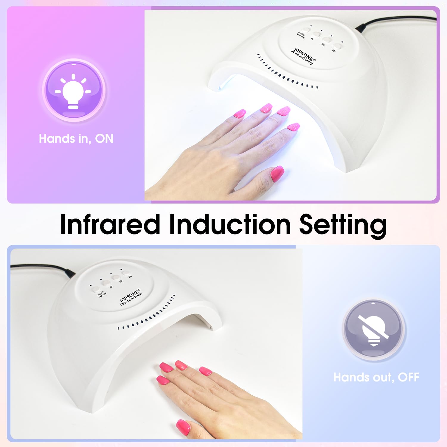 JODSONE UV Nail Lamp, Nail Dryer 48W UV Lamps for Gel Nails with 3 Timer, Auto Sensor, Led Nail Lamp, Nails Dryers, Nail-Lamps - Image 4