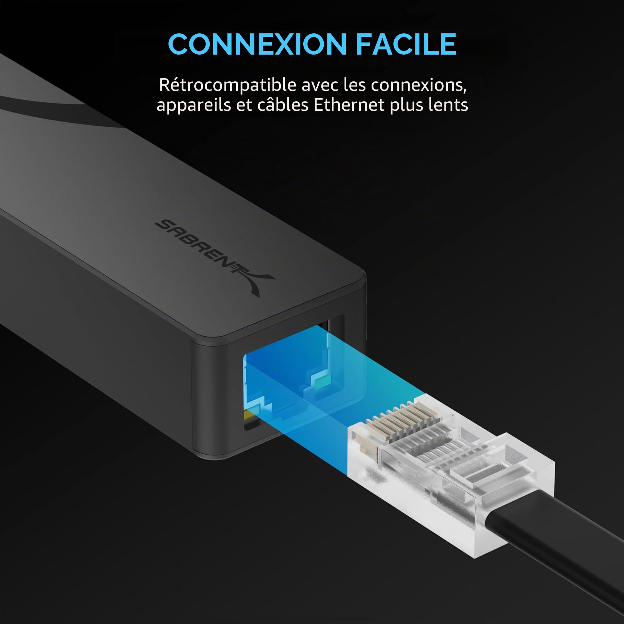 SABRENT Adaptateur Ethernet USB C, Ultra-Rapide 5Gbps, Adaptateur RJ45 USB C Ethernet Portable en Aluminium, pour MacBook Pro, MacBook Air, iPad Pro 2018 et Versions ultérieures (NT-C5GA)