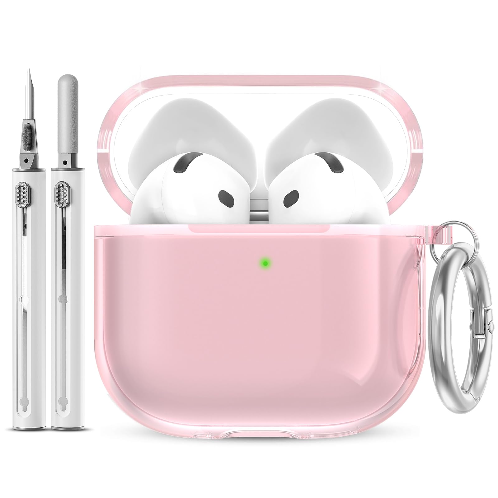 Photo 1 of EQD for AirPods 4 Case Clear, with Cleaning Kit and Keyring, Pink