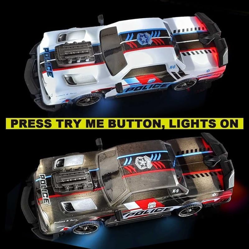 Image of Stunt Tires Racing CAR 1:14 Remote Control Stunt Plastic Rc Car with Hand Sensor Watch Twisting Vehicle Toy for Kids (Police car), Multicolor