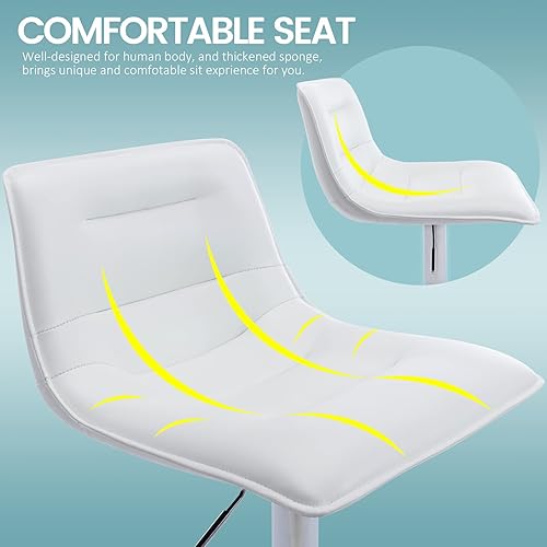 Miniatura 4 de Brage Living Taburete de bar ajustable moderno taburete de bar giratorio de piel sintética con respaldo silla de bar curvada sin brazos para cocina