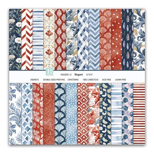MerwDeeyt 24 hojas de papel para álbumes de recortes, 12 x 12 pulgadas, papel decorativo de doble cara para álbumes de recortes, papel decorativo para manualidades, tarjetas, decoración de envolturas