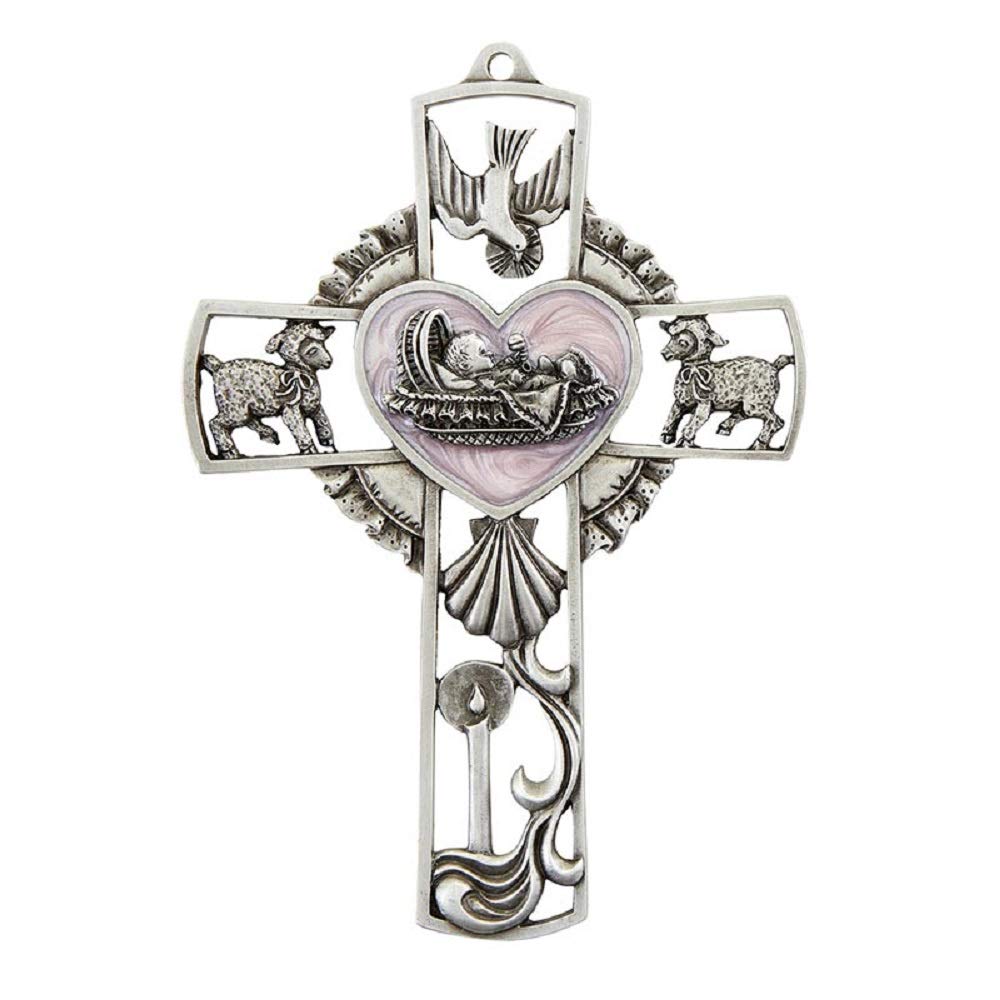 Cruz de pared para niña protección y ternura en tono rosa para su habitación 2