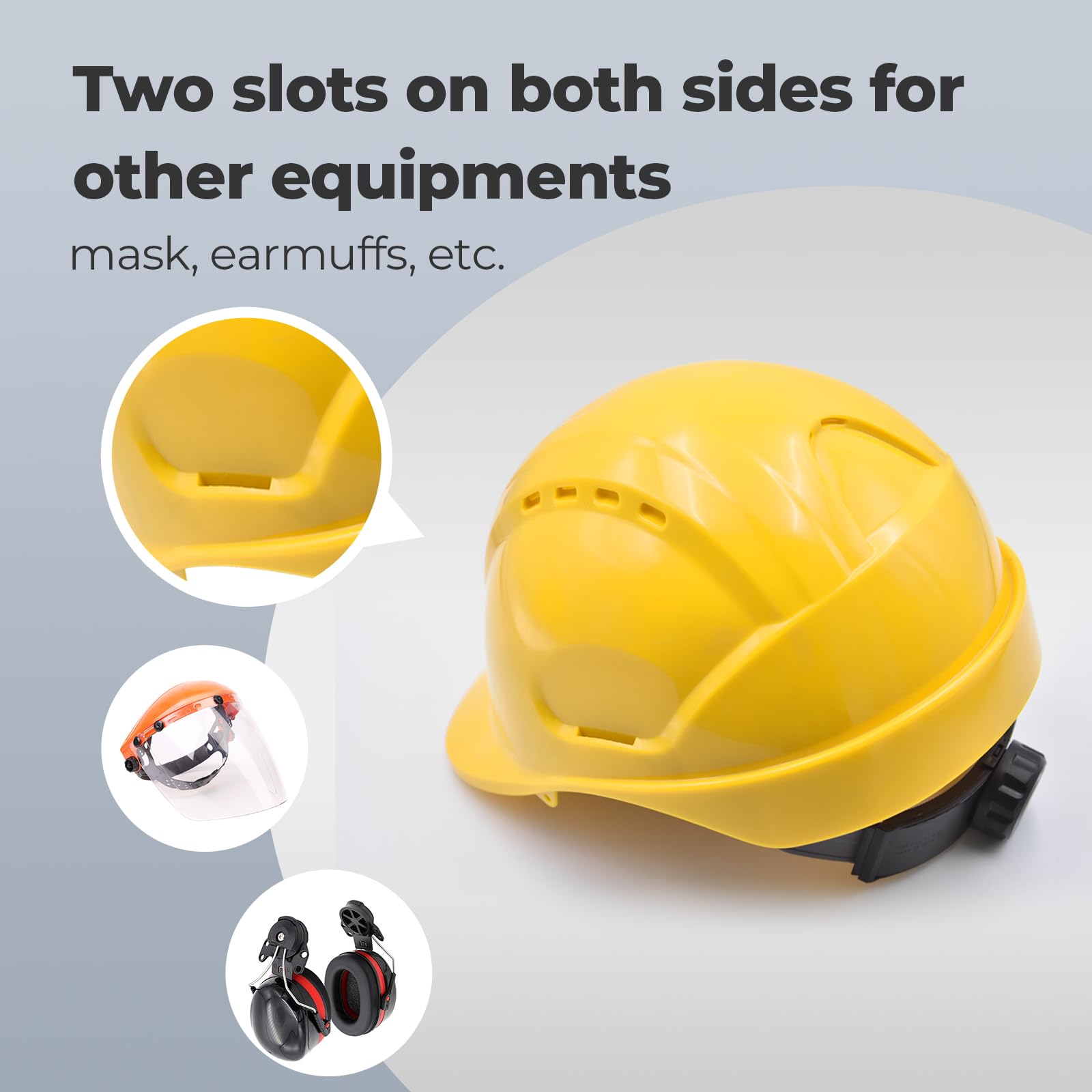 Casco Seguridad EN397, Casco Obra Construcción con Correa de 6 Puntos, Diadema Ajustable de 52 a 66cm Casco Transpirable para Hombres, Mujeres