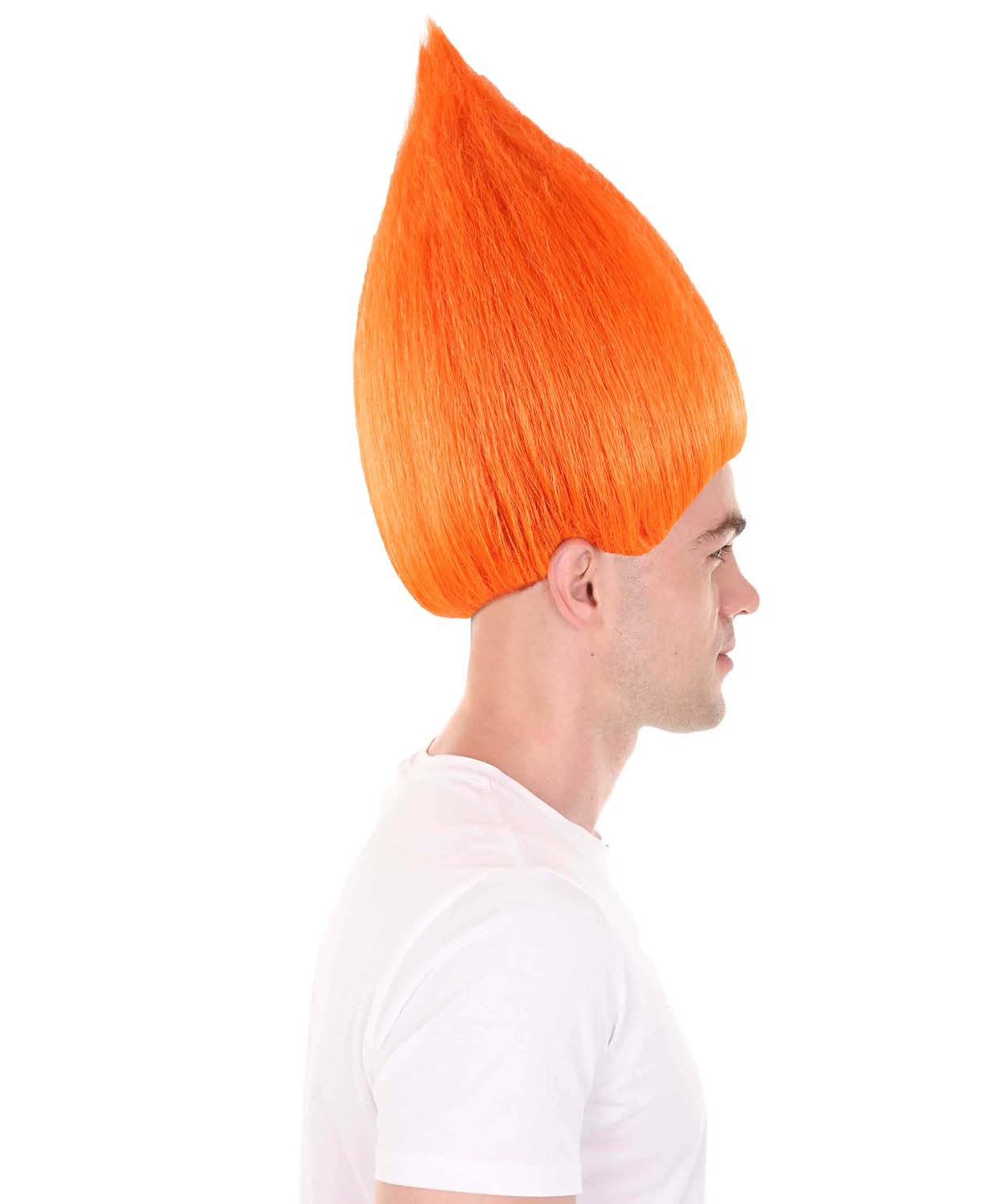 HPO Adult Unisex Orange Color Straight Cosplay Halloween Troll Wig, Synthetic Soft Fiber Hair, Perfect for your next Festival and Group Anime Party! One Size